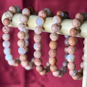 10mm Pink Agate Beaded Bracelet